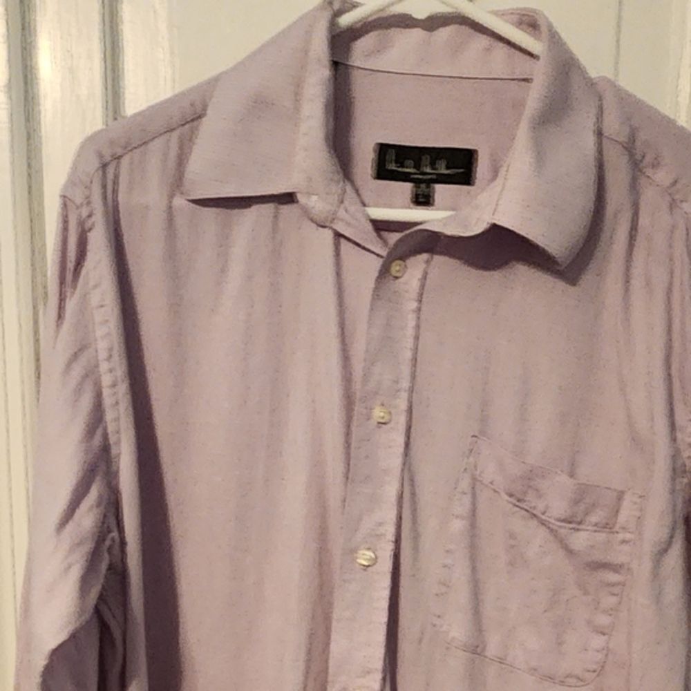 Nicole Miller Men's Pink Button Down Collard Shirt. Like‎ New. LARGE 16 in neck